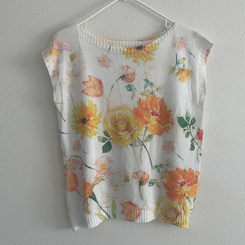 Luisa Ricci Floral Knit Sleeveless Sweater